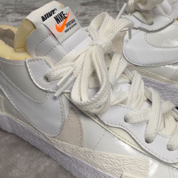 Nike Blazer x Sacai Low White Patent Leather Retro Sneakers Mens 8 DM6443-100 main image 11